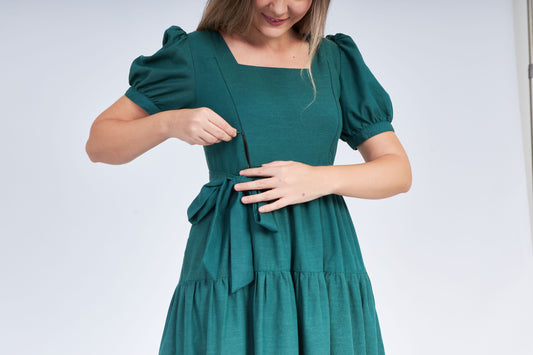 Versa Everywhere Dress with Nursing Zippers in Evergreen