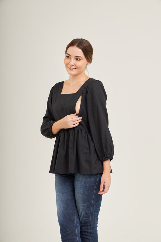 Muay Top with Nursing Zippers in Black