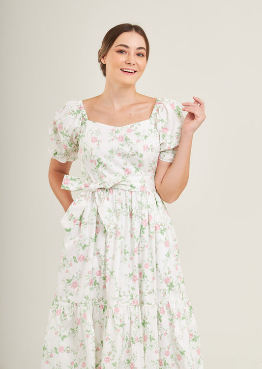 Ann Midi Dress with Nursing Zippers in Rose