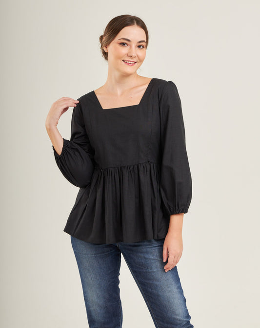 Muay Top with Nursing Zippers in Black