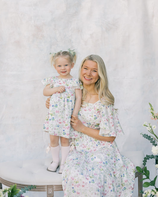 Little Lan Flutter Sleeve Dress (Girls) in Sweet Wildflowers